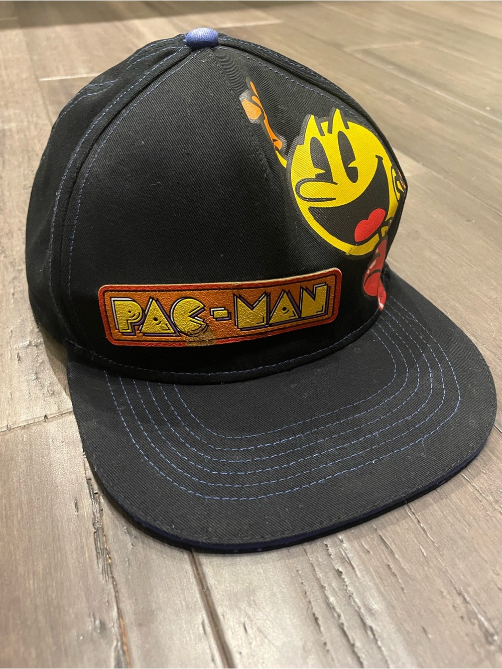 Pac-Man Snapback Hat Brisco Brands Black Arcade Video Game Cap Adjustable